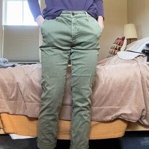 Adriano Goldschmidt Army Green Straight Leg Mid Rise Pants